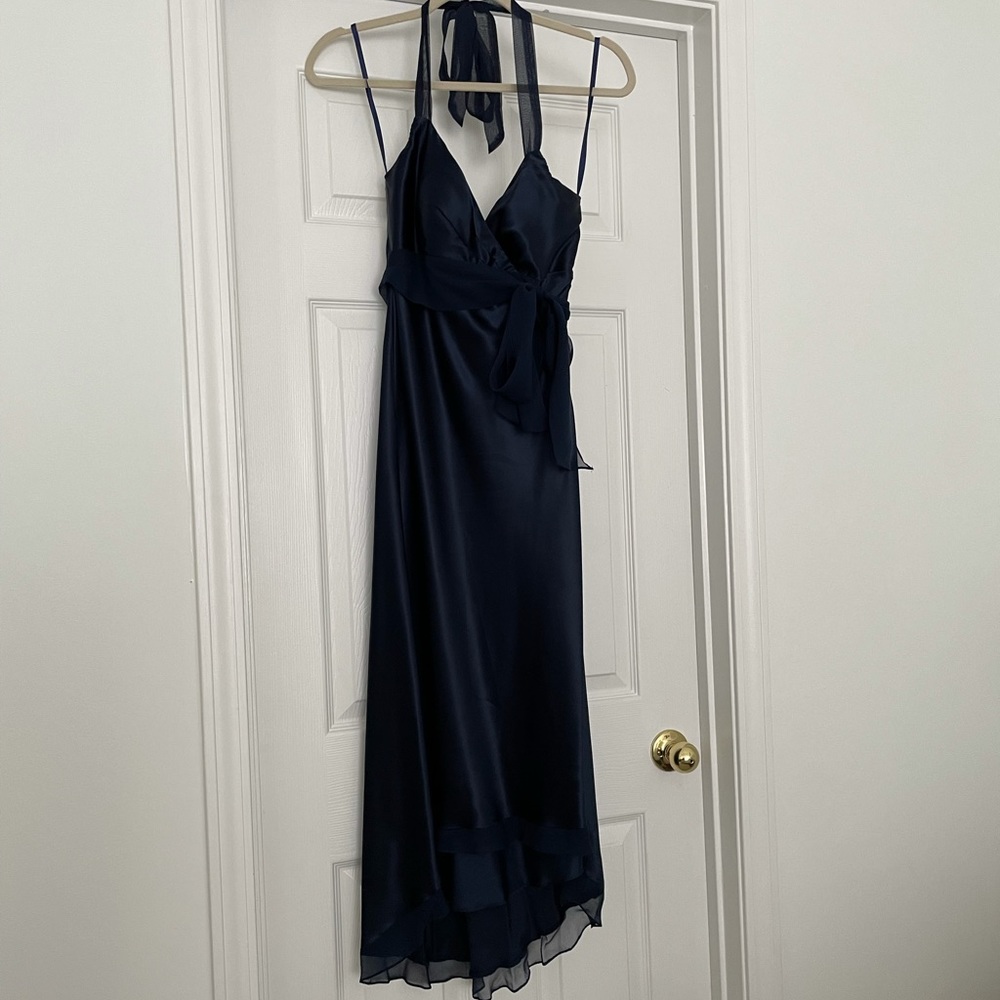 Size 6 silk navy blue gown from Cache
